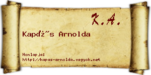 Kapás Arnolda névjegykártya